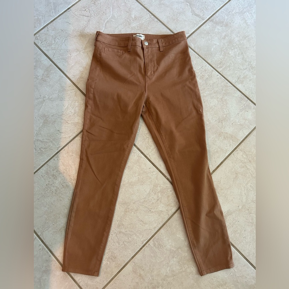 L’agence  size 31 stretch skinny jeans. Tan. Cropped length